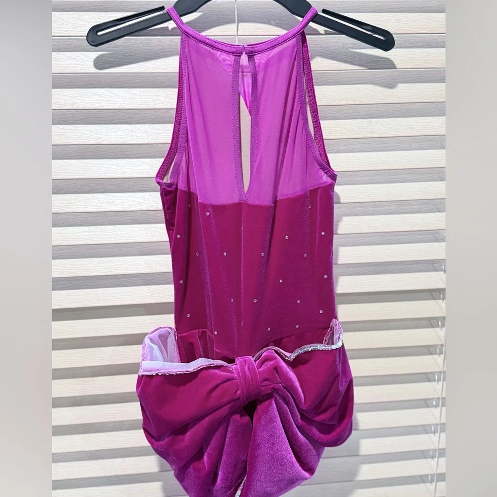 Weissman Magenta Performance Dance Costume with Bow Accent